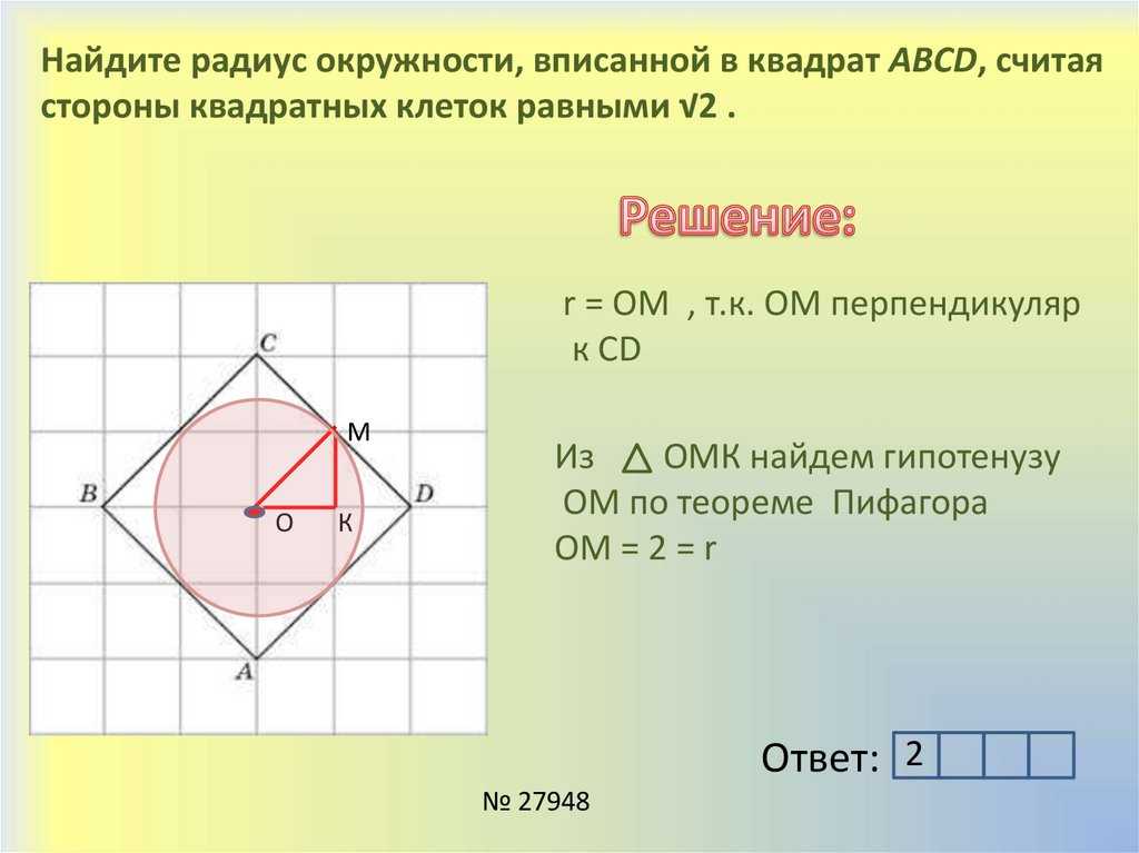 Радиус окружности вписанной в квадрат равен 1. Найдите радиус окружности вписанной в квадрат. Радиус вписанной окружности в квадрат. Радиус опужностивпискнной в квадрат. Найдите радиус окружности, вписанной в квадрат ABCD.