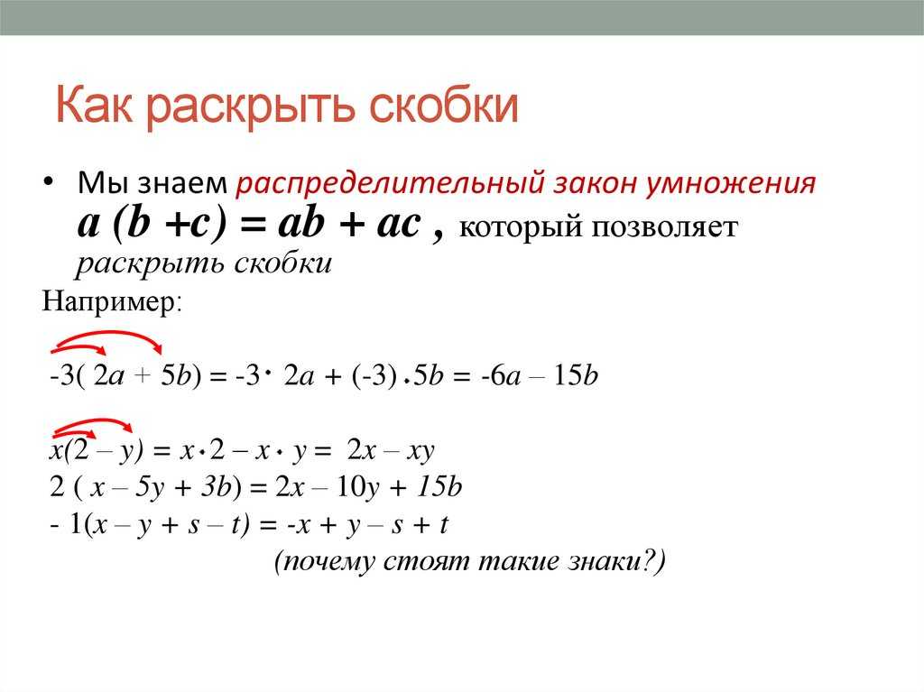 Раскрытие скобок при умножении – : , , . — таловская средняя школа
