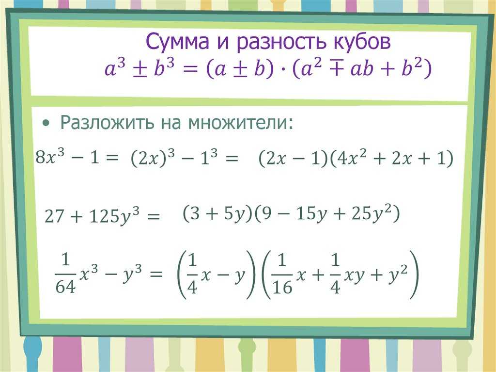 Формулы сокращенного умножения (фсу).