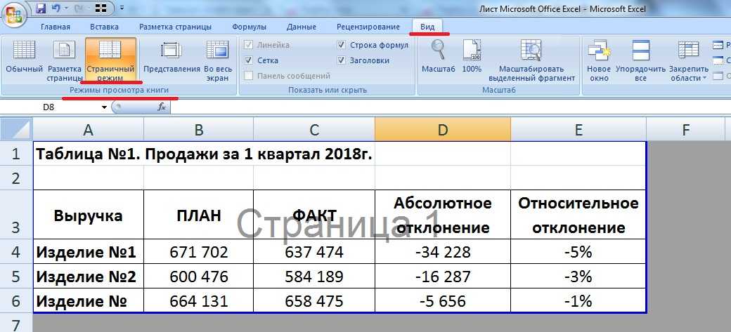 Печать шапки таблицы на каждой странице в excel