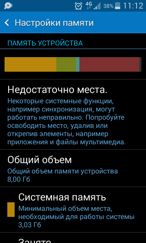 Объем встроенной памяти недостаточен на android что делать