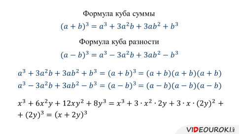Формулы сокращенного умножения - учебник