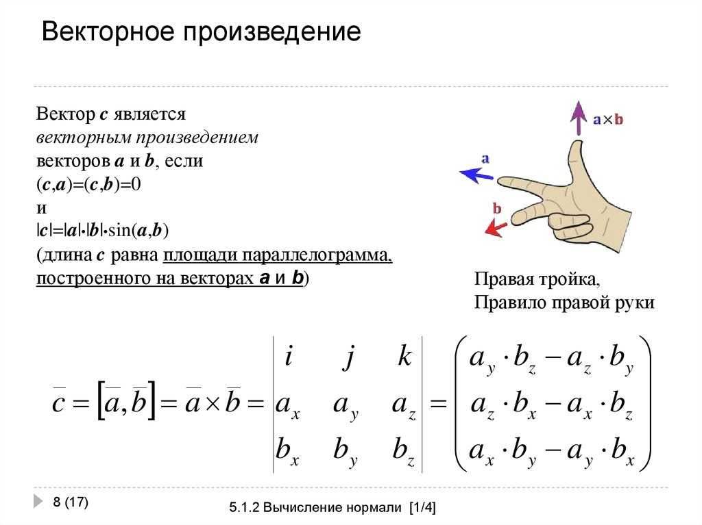 Векторное произведение векторов, смешанное произведение векторов