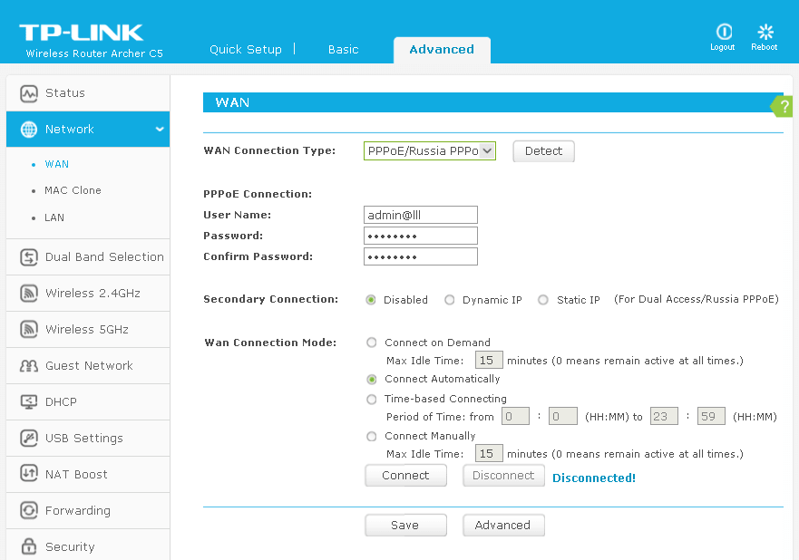 Настройка tp-link archer vr400 под ростелеком