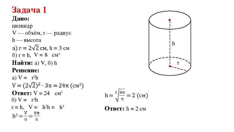 Высота цилиндра вдвое больше радиуса. Формула вычисления цилиндра. Формула расчета объема цилиндра. Объём циллиндра формула.