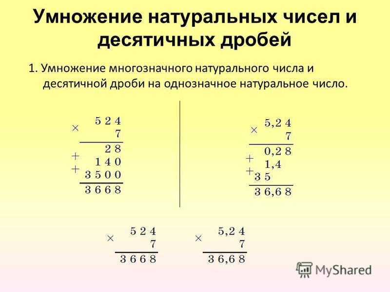 Умножение и деление десятичных дробей