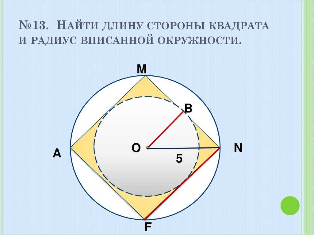 Радиусы описанной и вписанной окружностей в квадрат - формулы, примеры, калькулятор