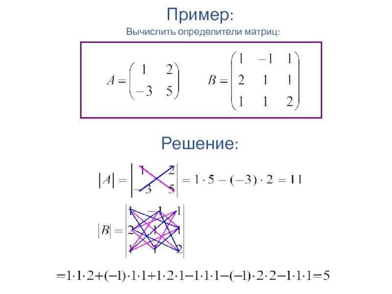 Вычисление определителя матрицы, примеры, решения.