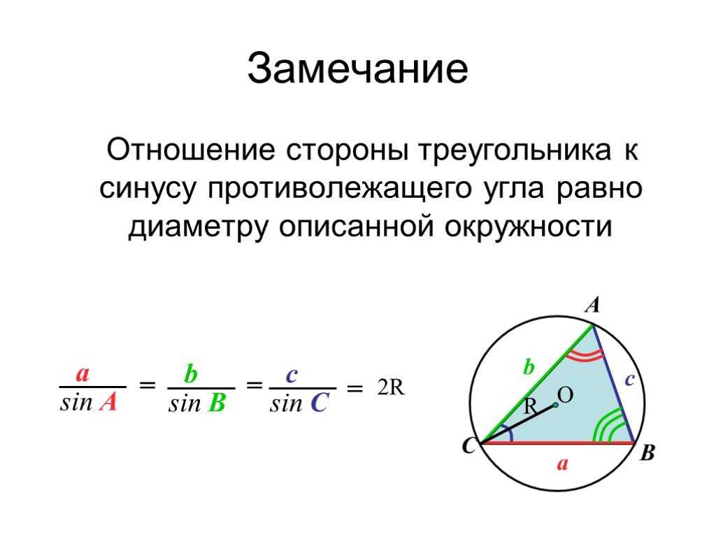 Сколько окружностей можно описать около треугольника. Формула нахождения диаметра окружности описанной около треугольника. Теорема отношения синусов к сторонам. Формула диаметра описанной окружности треугольника. Теорема синусов в равнобедренном треугольнике.