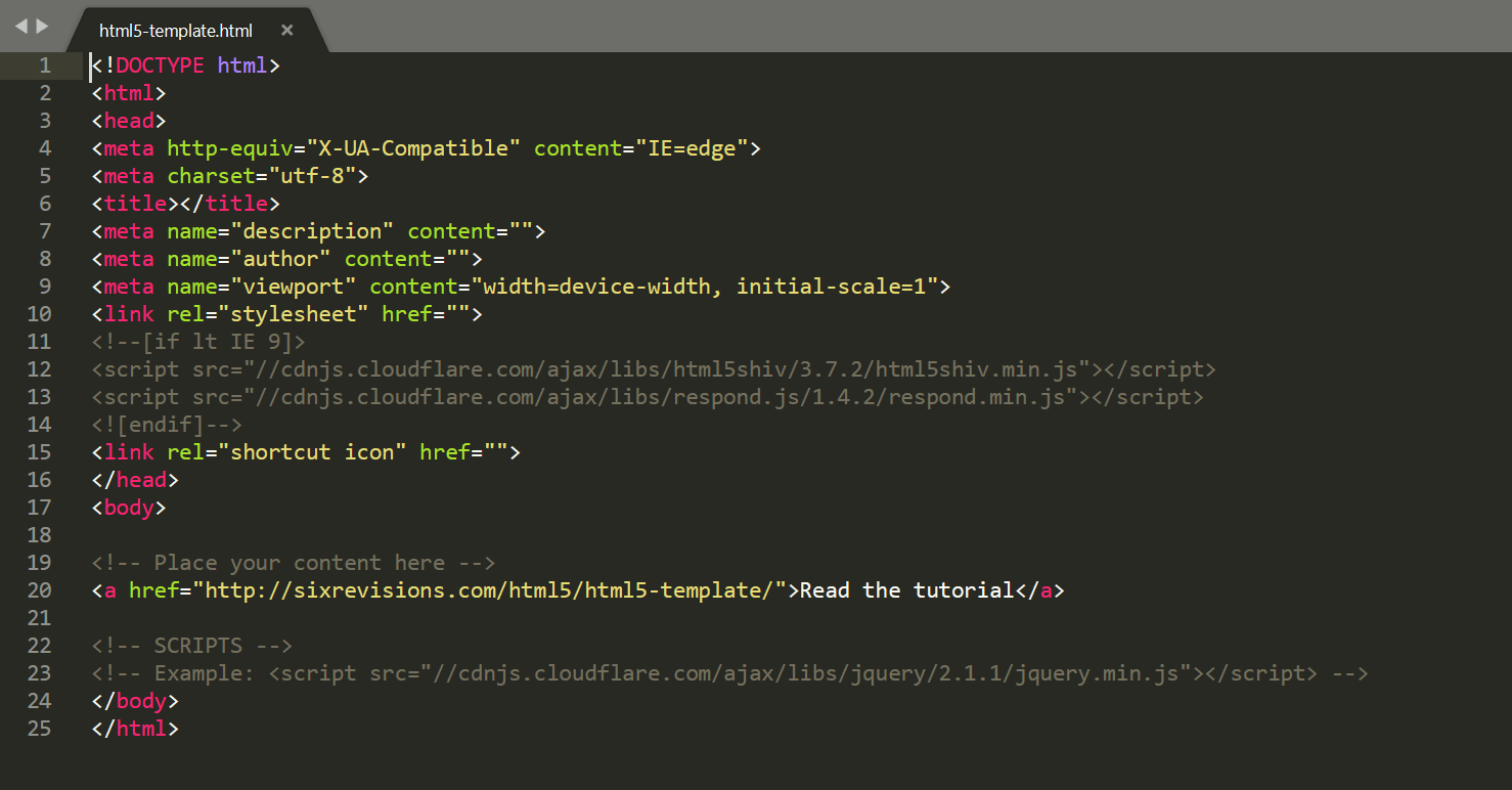 Html5 template: a basic boilerplate for any project — sitepoint