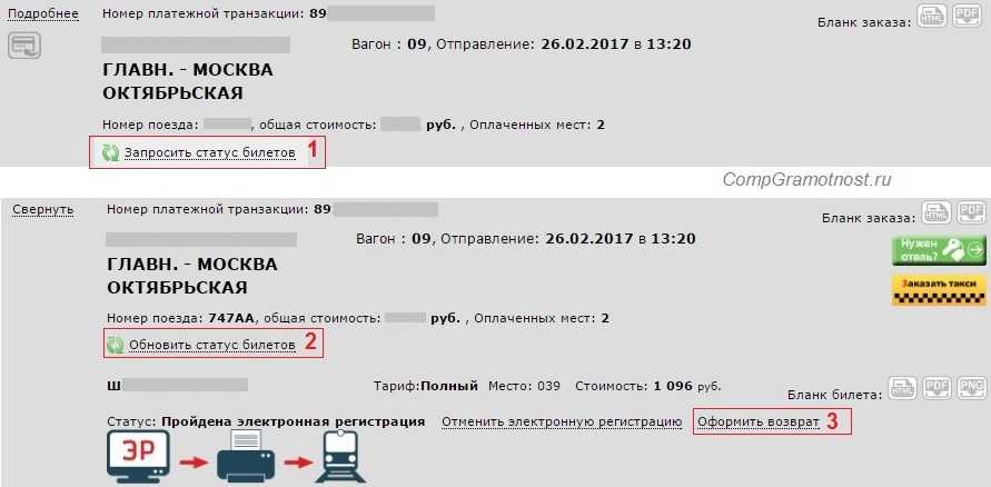 Возврат электронных билетов ржд купленных через интернет