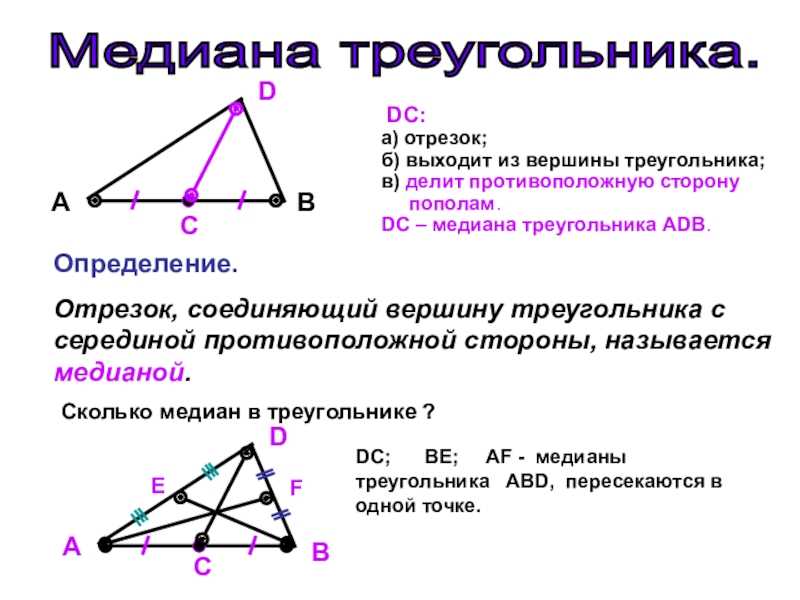 Провести три медианы в треугольнике. Медиана биссектриса и высота треугольника 7 класс. Свойства Медианы треугольника 7 класс. Медиана в произвольном треугольнике. ОСТРОУГОЛЬНИК С медианами.