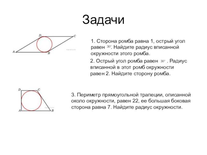 Ромб. площадь, периметр, радиус