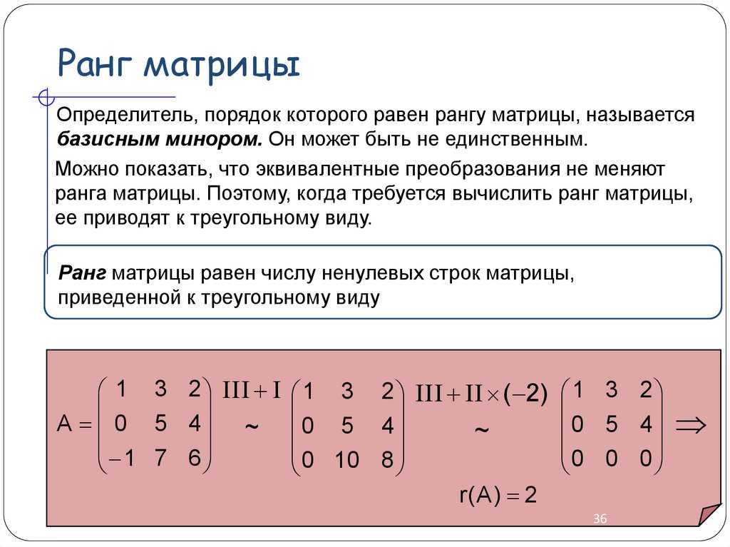 Ранг матрицы равен количеству векторов