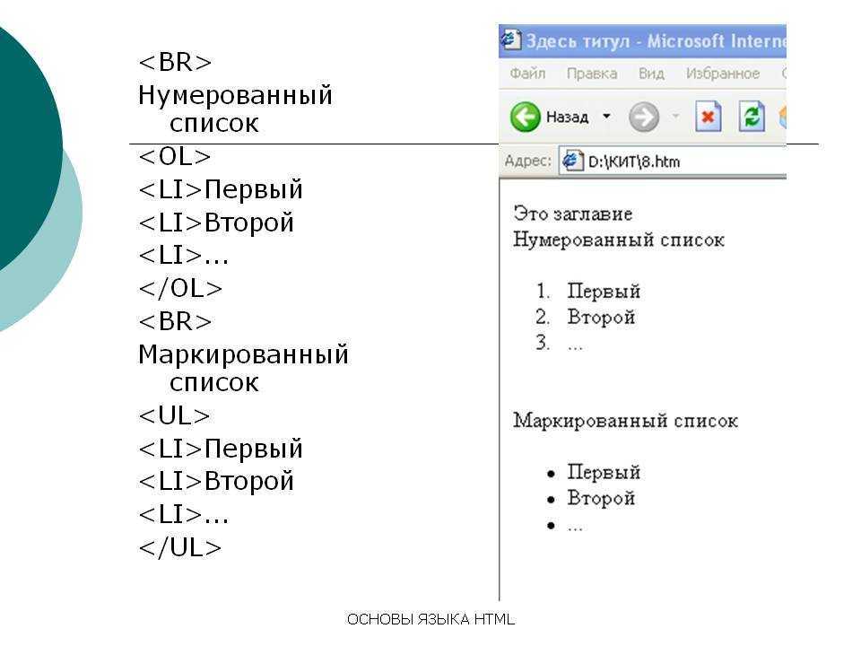 Маркированный список в html