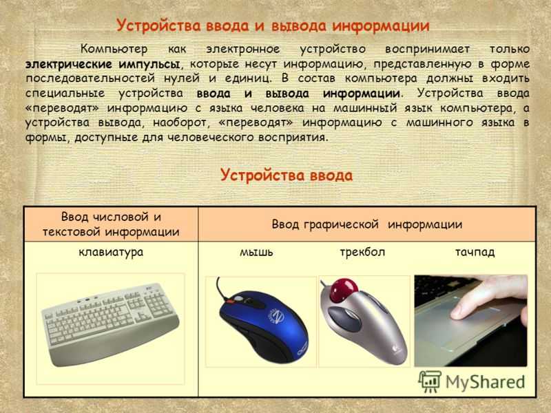 Устройства ввода и вывода информации - ида тен