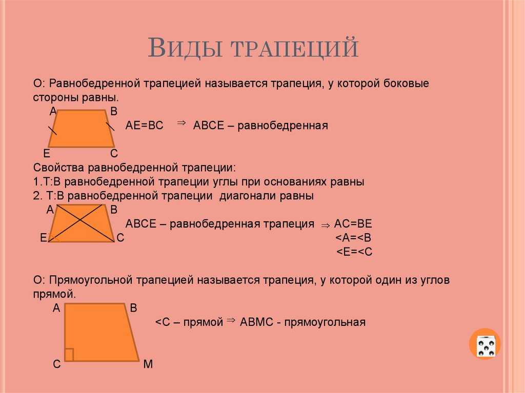 Трапеция. свойства и элементы трапеции