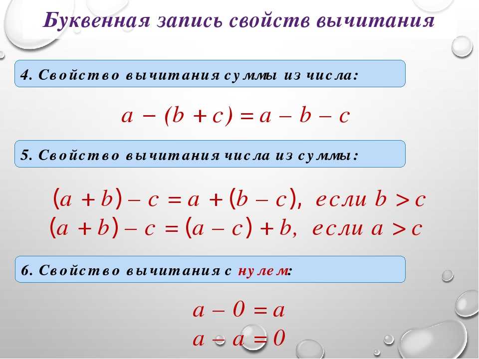 Свойства сложения и вычитания