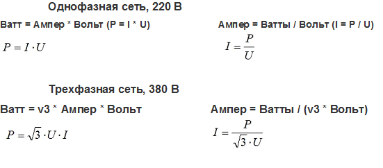 Расчет автомата по мощности 380