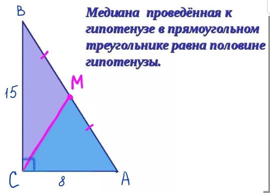 Св медианы в прямоугольном треугольнике