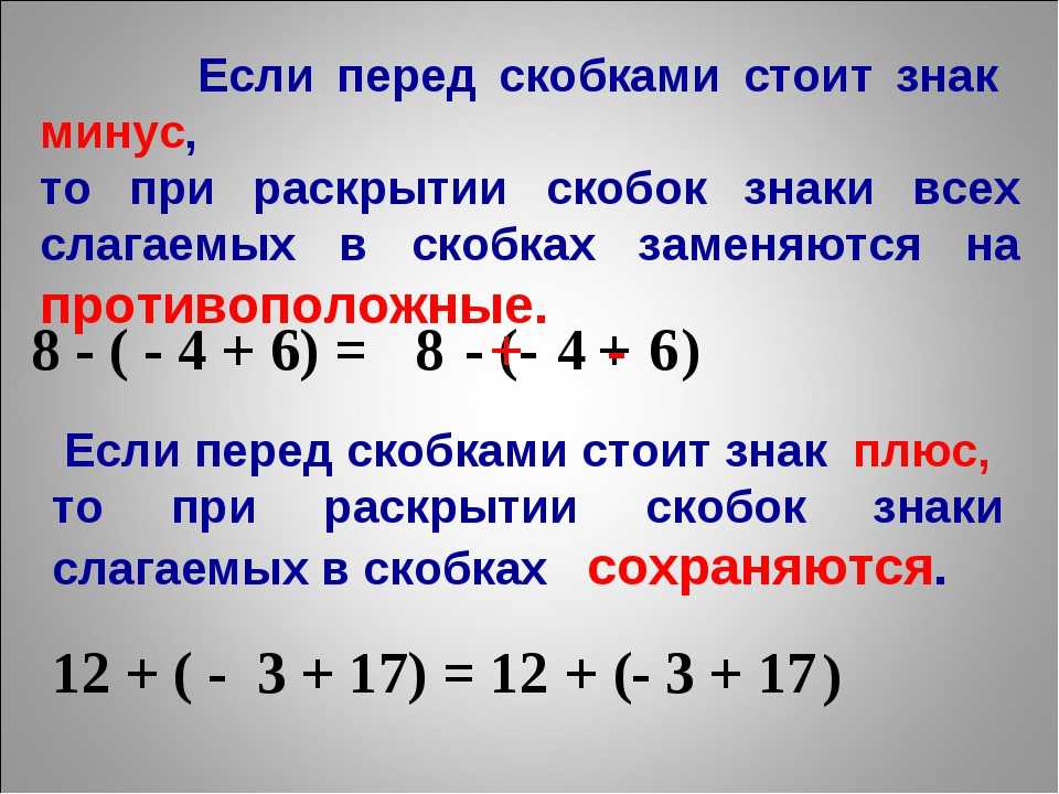 Что означает четыре скобки. Раскрытие скобок если перед скобками минус. Знаки перед скобками. Минус перед скобками правило.