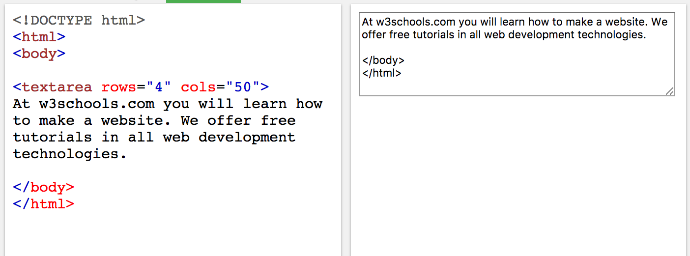 Html textarea input | placeholder, value, resize, readonly | examples