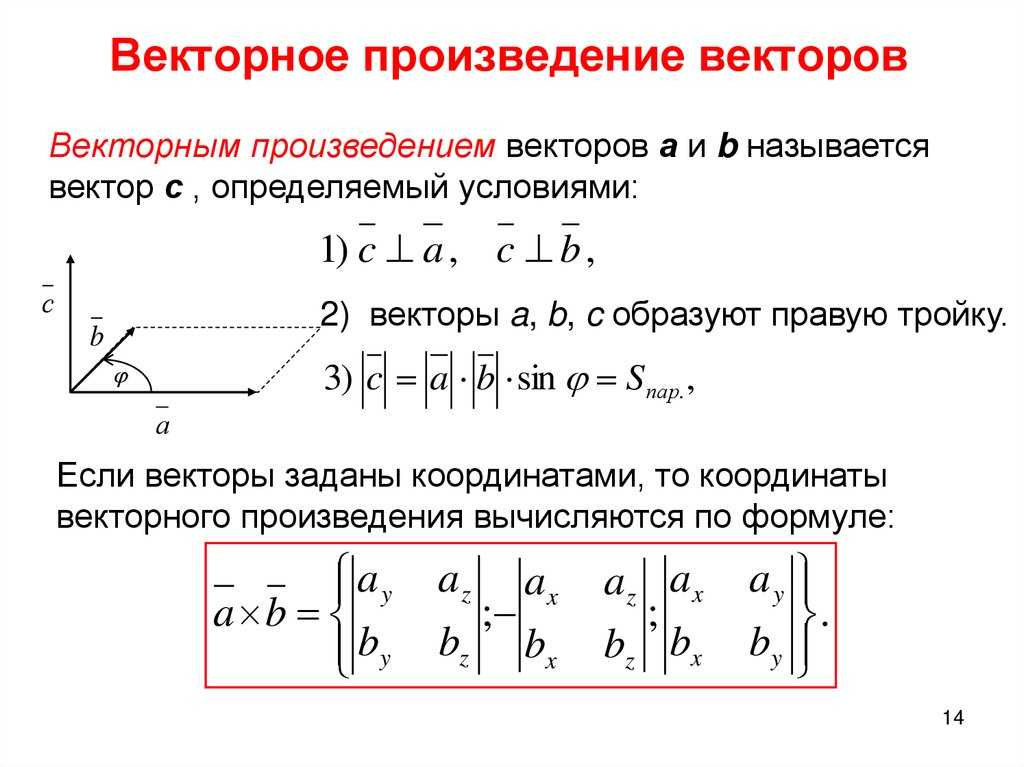 Векторное произведение векторов. смешанное произведение векторов.