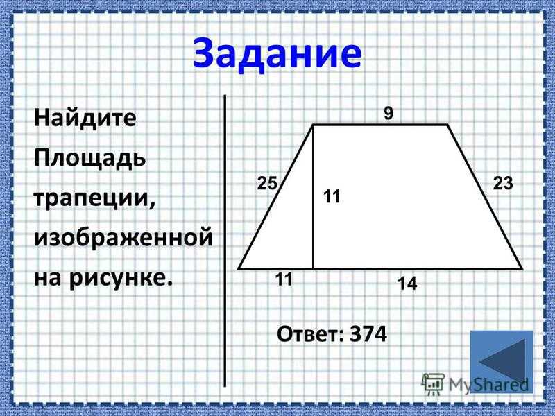 Нахождение площади трапеции: формула и примеры