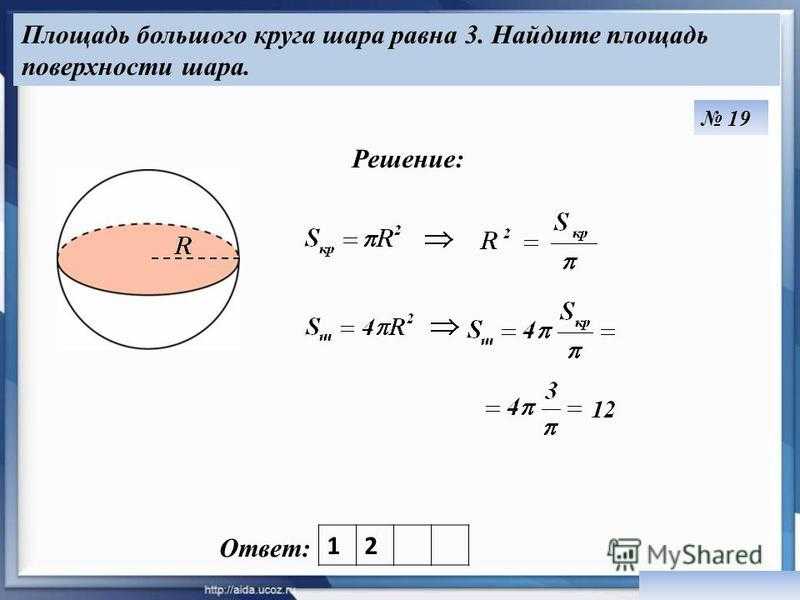 Площадь и объём поверхности шара