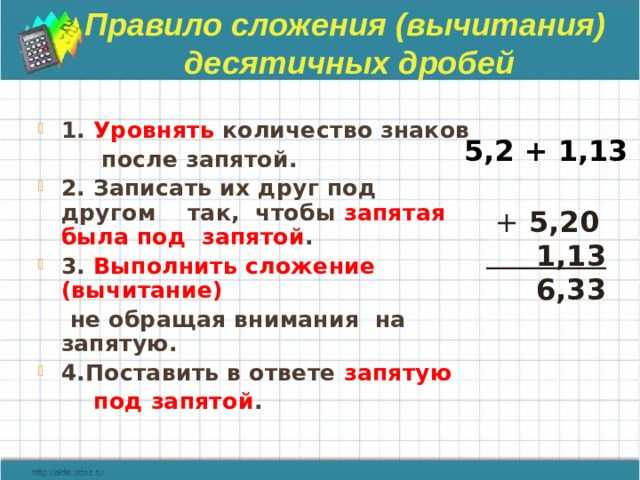 Десятичные дроби, примеры и определения