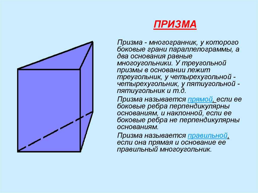 Призма и ее виды. сечения призм презентация, доклад, проект на тему